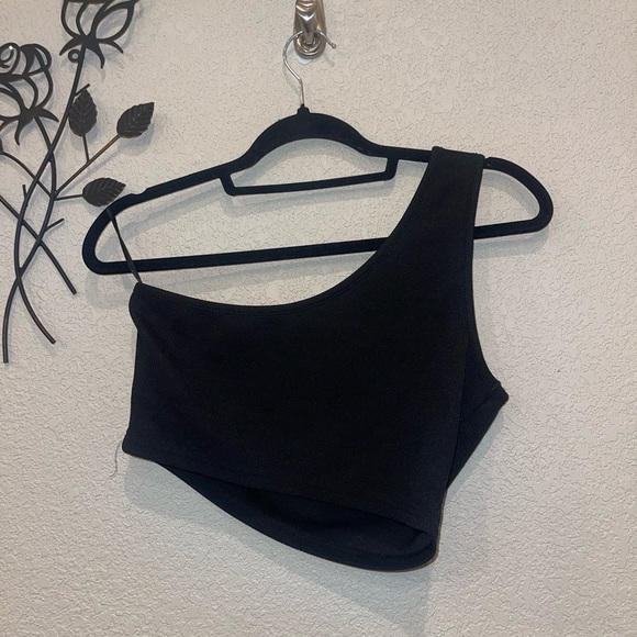 Nwot SHEIN Asymmetrical Neck Solid Top One Shoulder Stretchy Size Large - Picture 5 of 5